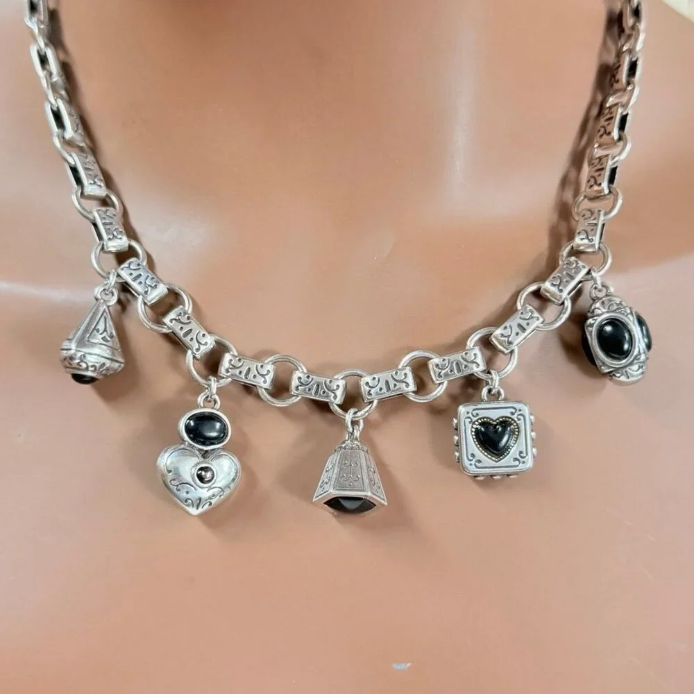 Brighton Black Enamel Charm‎ Necklace